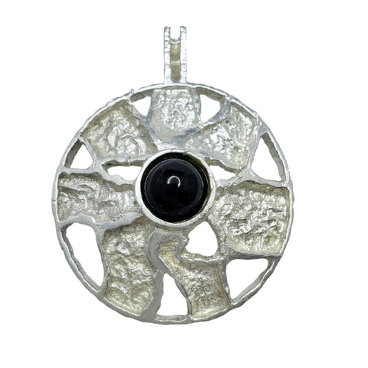 Herman Siersbøl, Denmark 1970s. Vintage Sterling Silver Onyx Pendant.