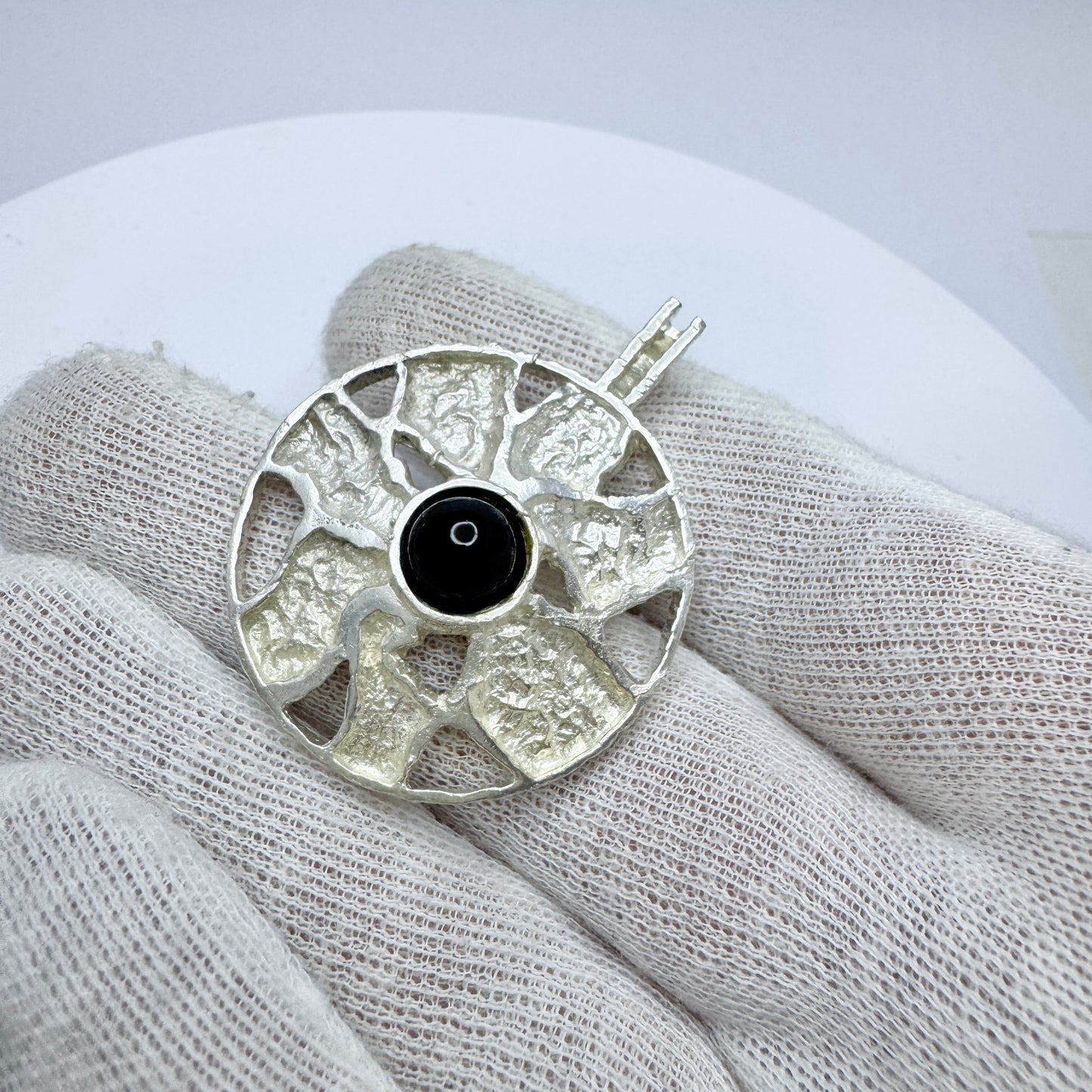 Herman Siersbøl, Denmark 1970s. Vintage Sterling Silver Onyx Pendant.