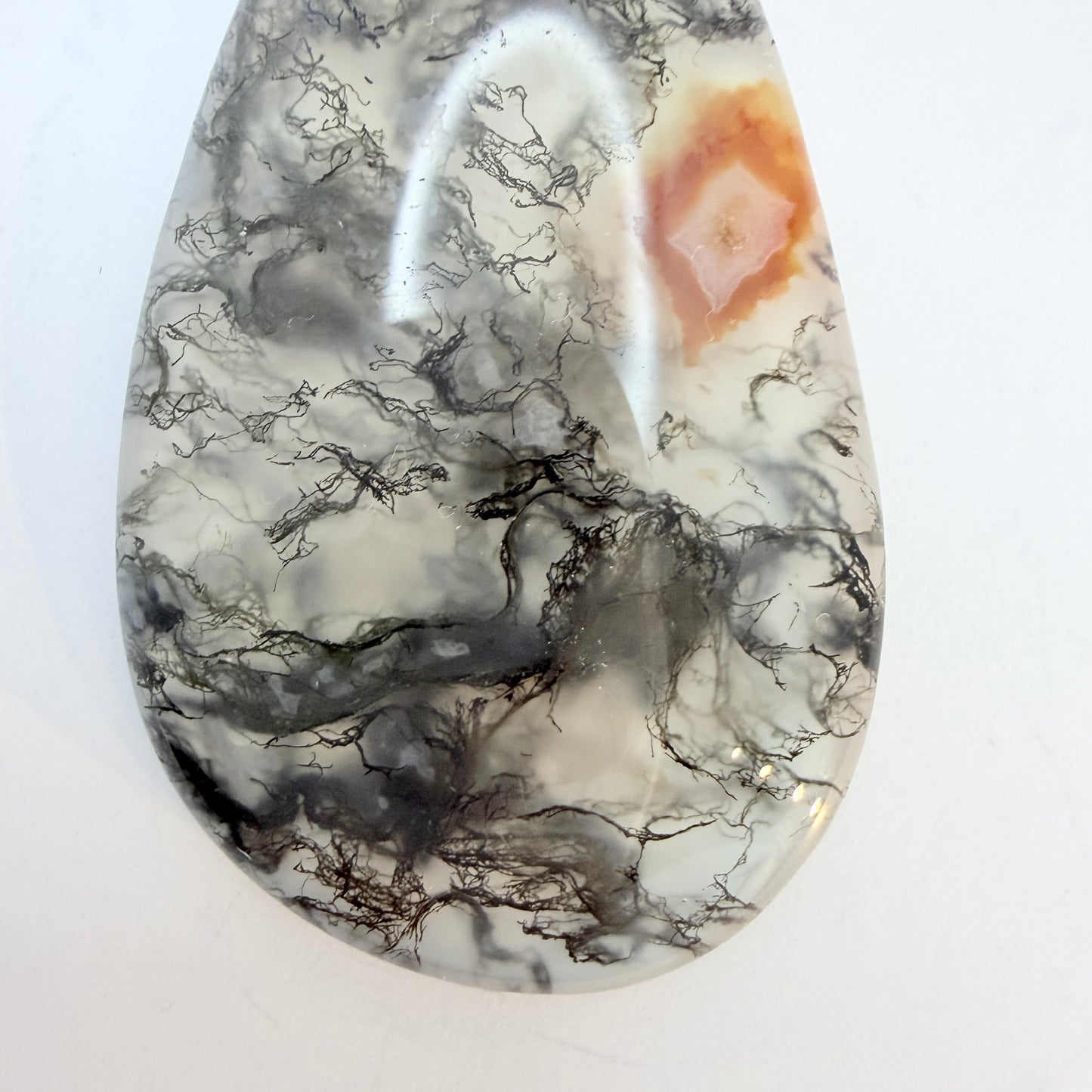 Vintage c 1970. Solid Silver Moss Agate Pendant.