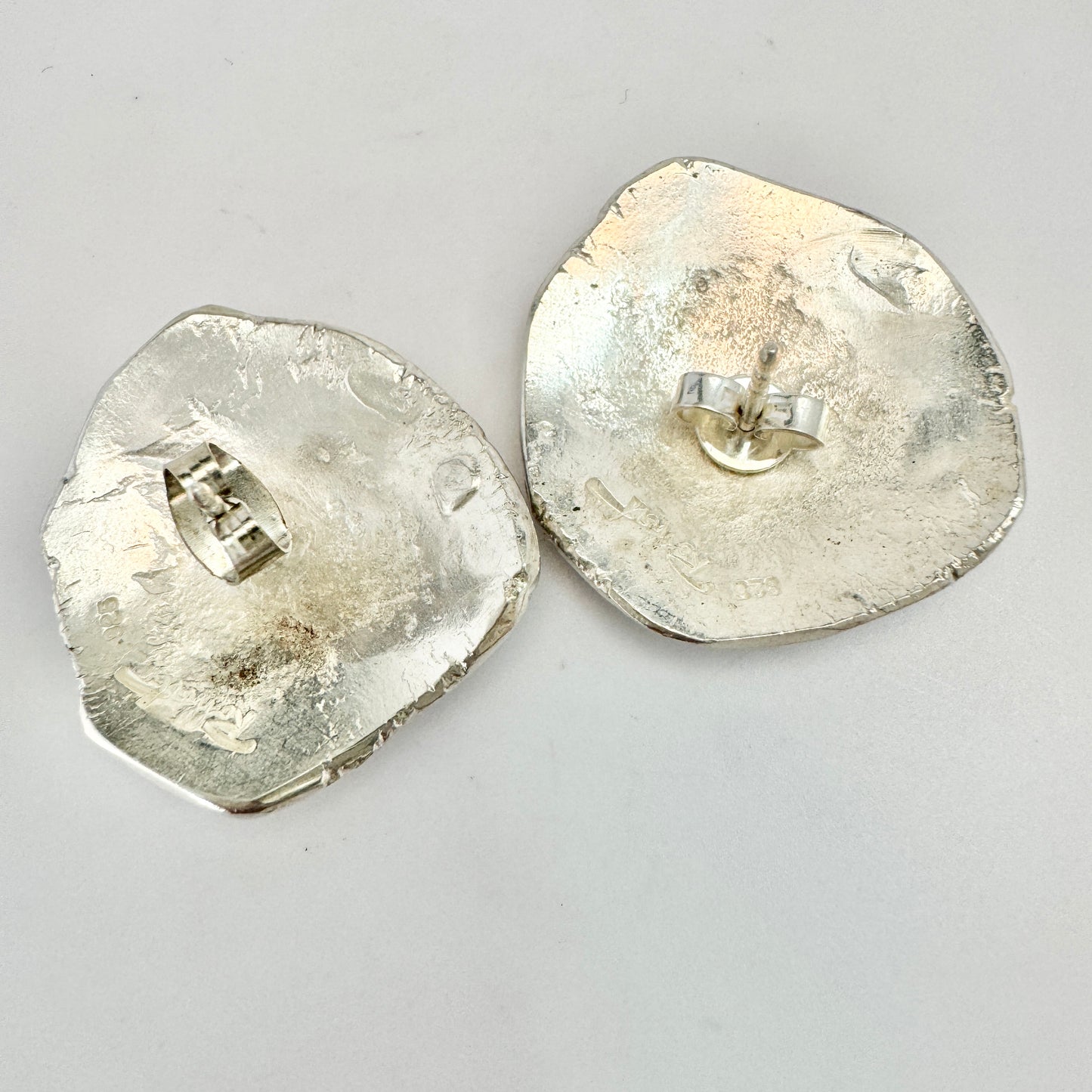 Robbert, Sweden c 1970s. Vintage Sterling Silver Earrings.