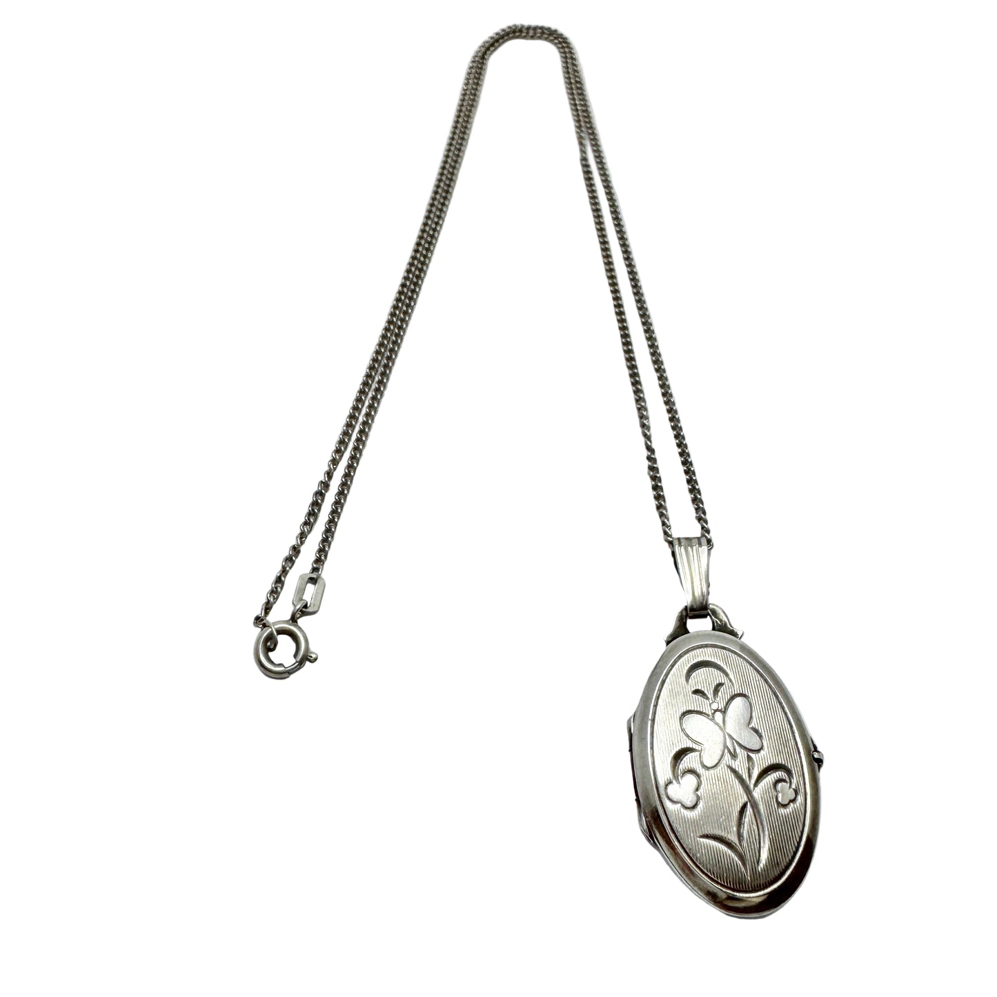 Sweden c 1950s. Vintage Solid Silver Locket Pendant Necklace