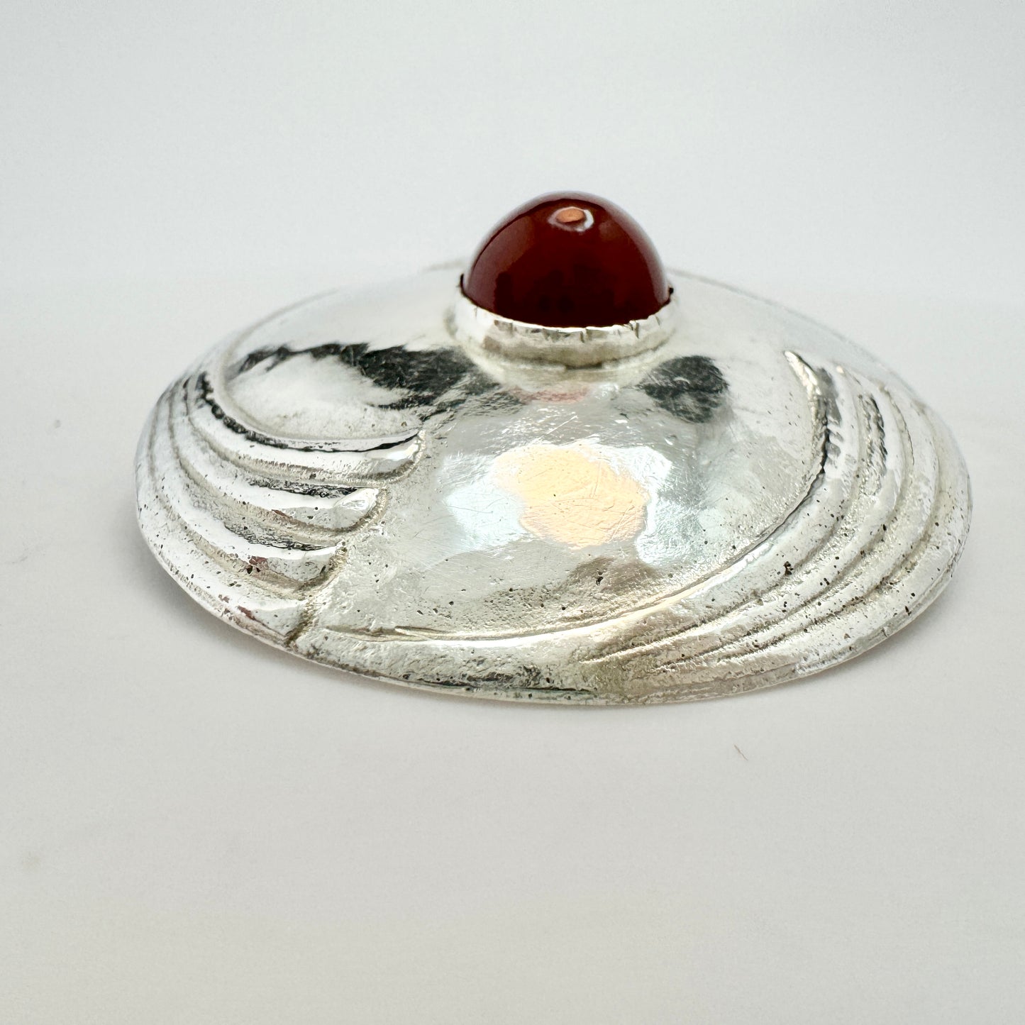 The Netherlands c 1930. Vintage Art Deco Sterling Silver Carnelian Brooch.