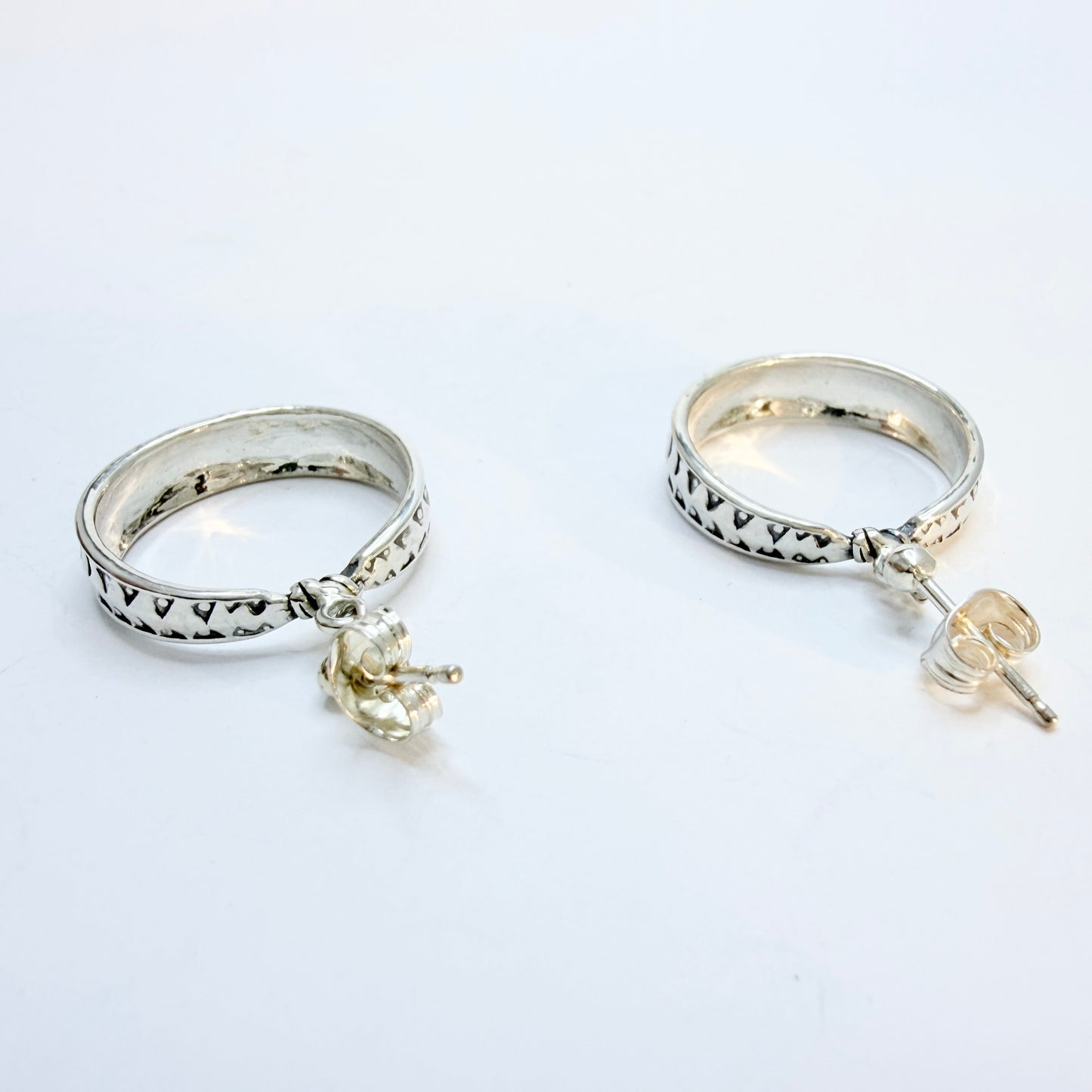 Bengt Hallberg, Sweden. Vintage Sterling Silver Viking Copy Earrings.