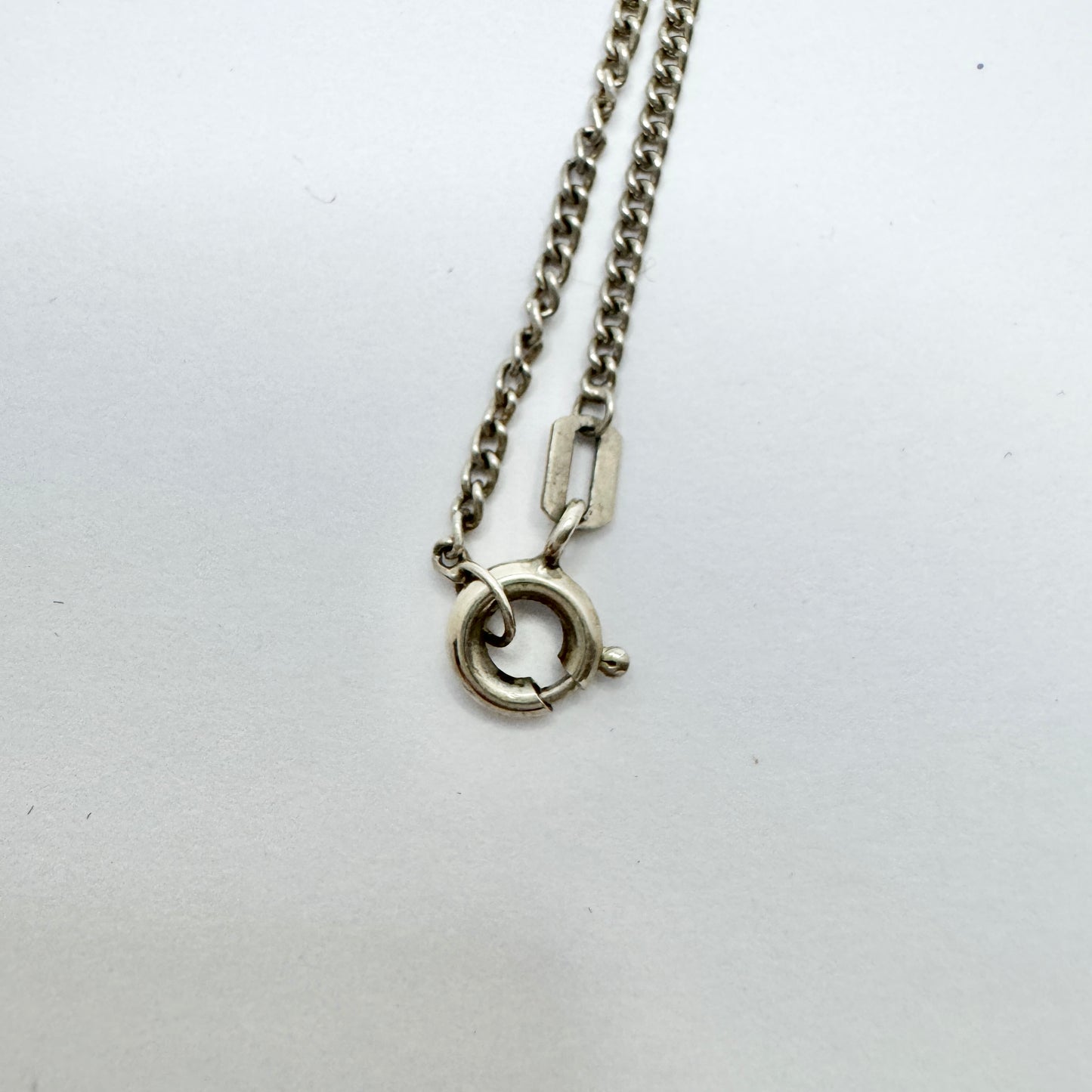 Sweden c 1950s. Vintage Solid Silver Locket Pendant Necklace