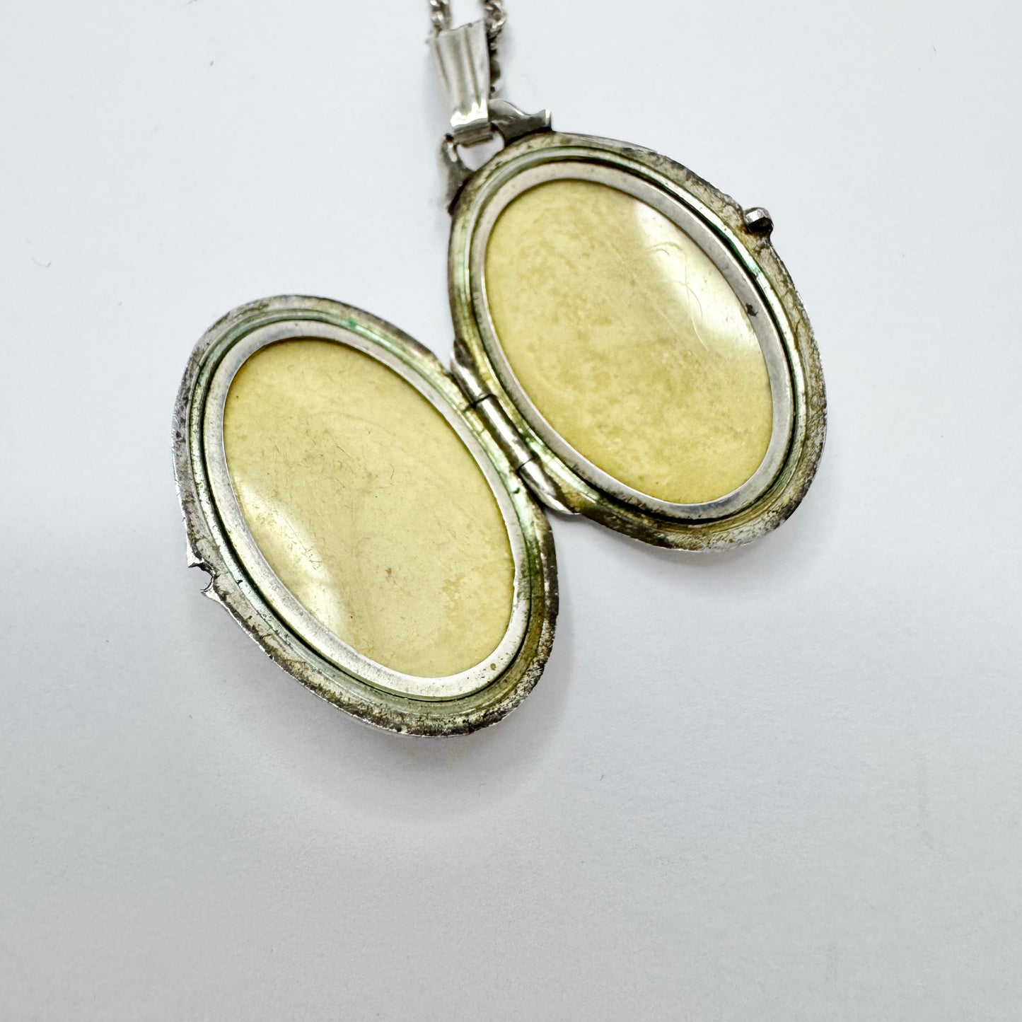 Sweden c 1950s. Vintage Solid Silver Locket Pendant Necklace