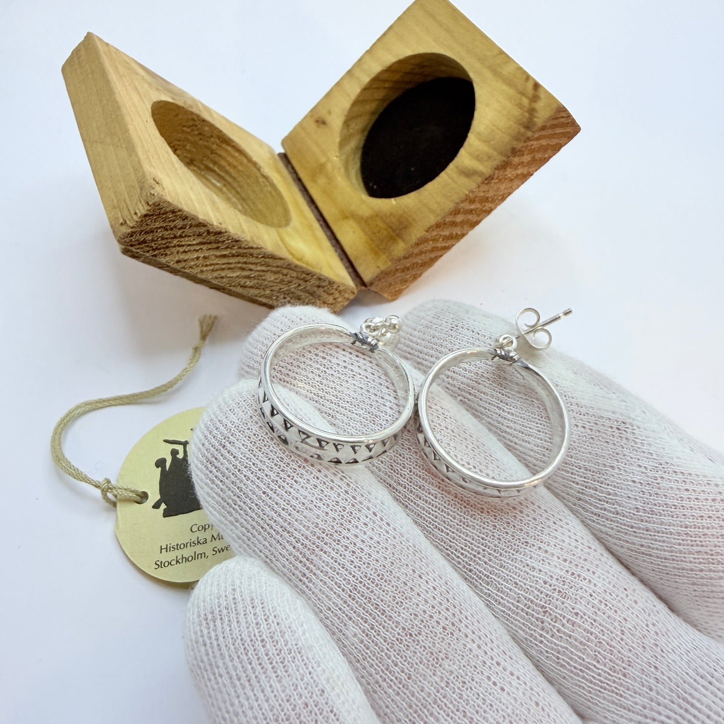 Bengt Hallberg, Sweden. Vintage Sterling Silver Viking Copy Earrings.