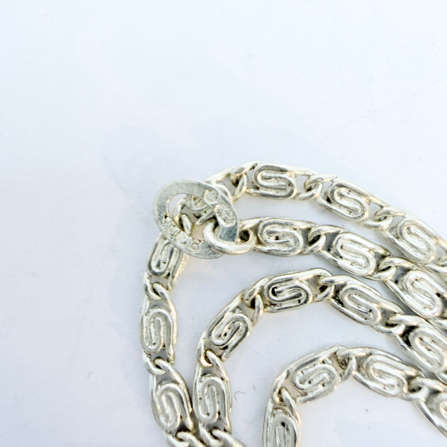 Vintage c 1950s Solid Silver Chain Necklace.