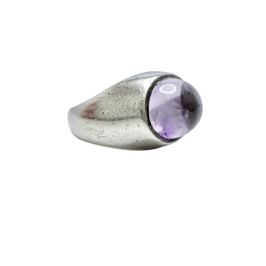 G Dahlgren, Sweden 1960s. Vintage Sterling Silver Pale Amethyst Pinky Ring.