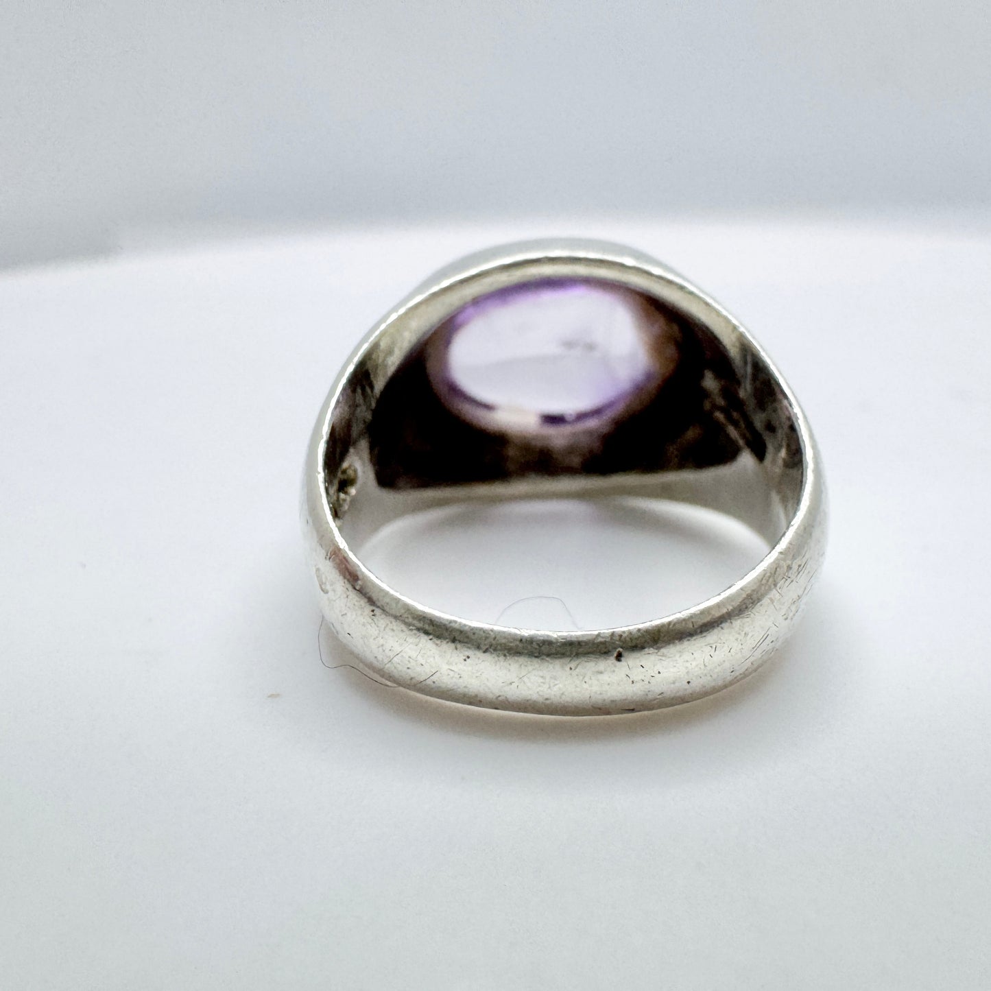 G Dahlgren, Sweden 1960s. Vintage Sterling Silver Pale Amethyst Pinky Ring.
