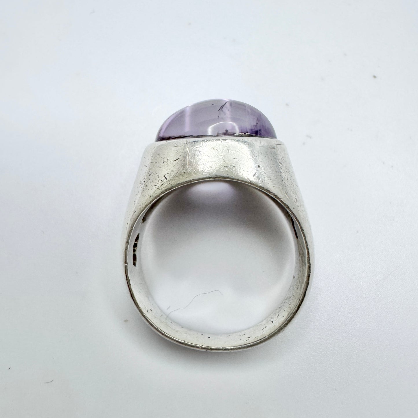 G Dahlgren, Sweden 1960s. Vintage Sterling Silver Pale Amethyst Pinky Ring.