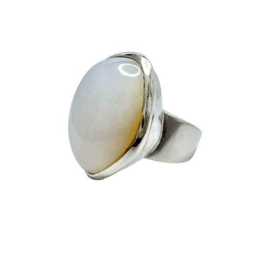 Vintage c 1960s. Solid 835 Silver Quartz Ring.