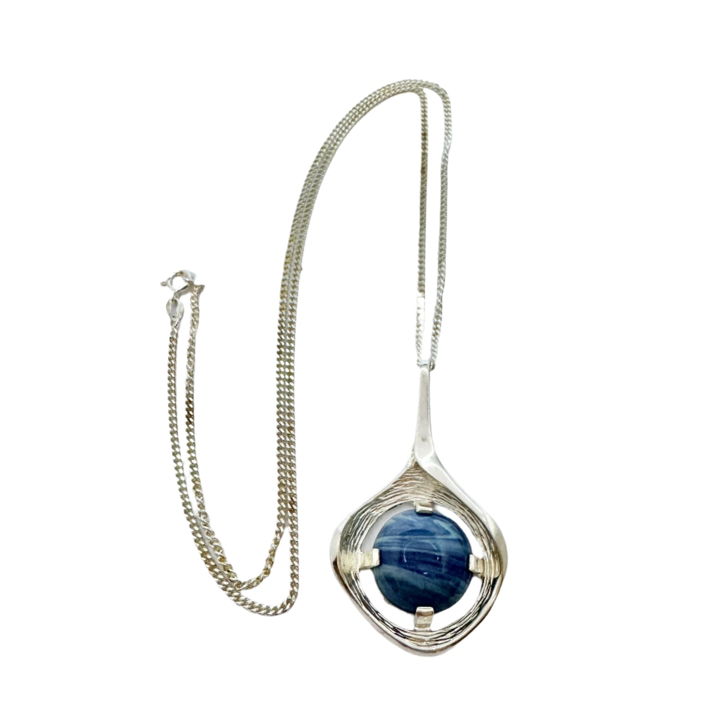 Ove Nordström, Sweden 1974. Vintage Sterling Silver Bergslagen-stone Pendant + Chain.