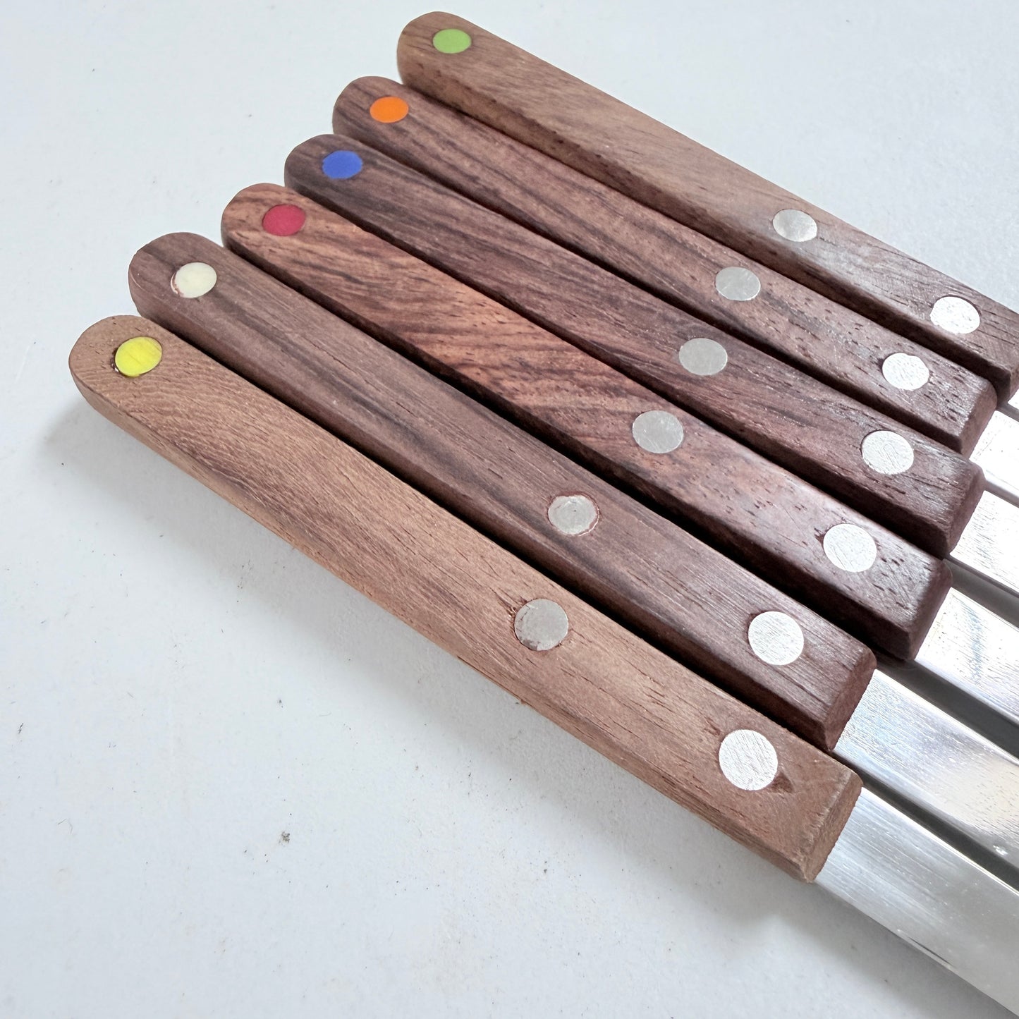 Stelton, Denmark. Vintage Mid-century Teak 11" Fondue Forks. Set of 6