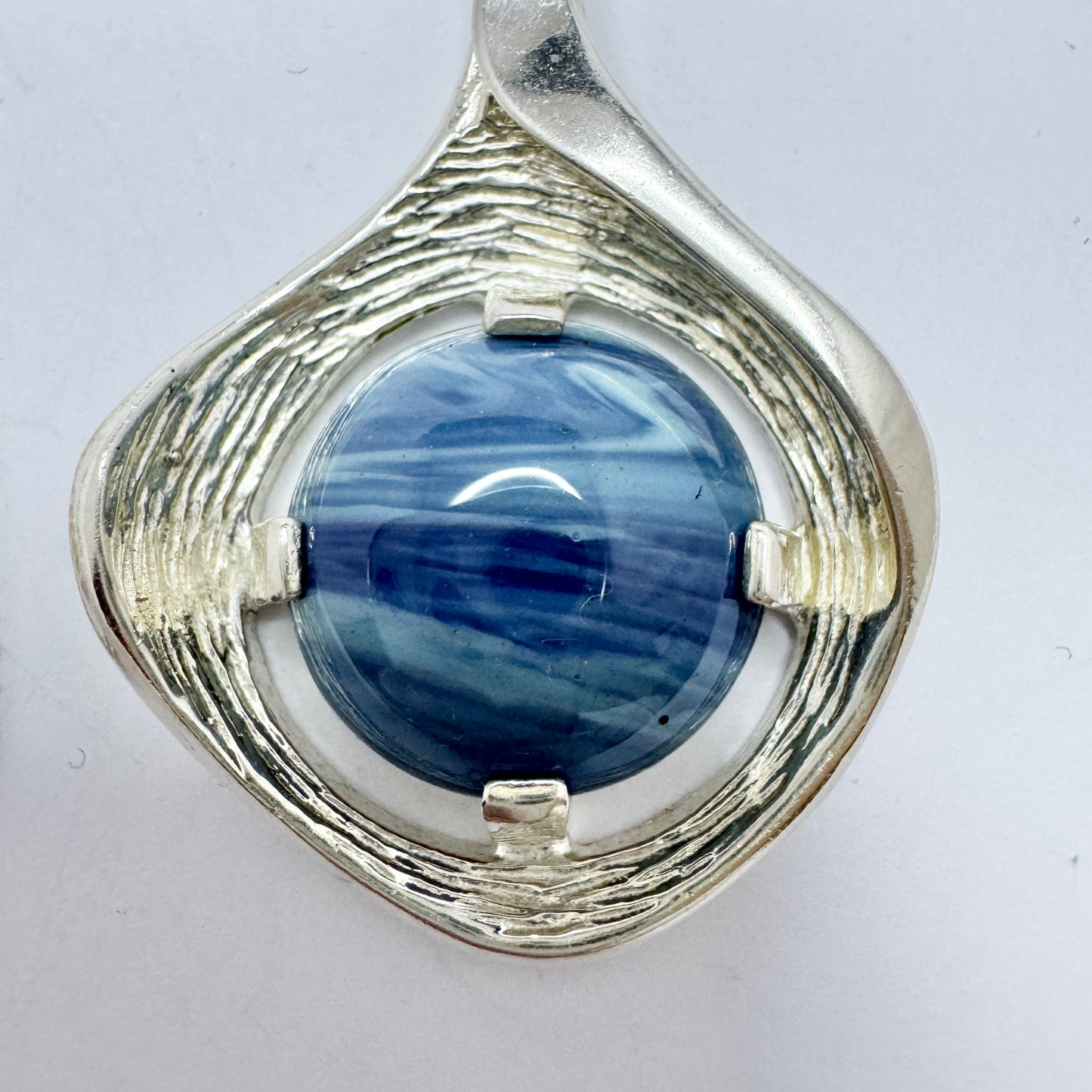 Ove Nordström, Sweden 1974. Vintage Sterling Silver Bergslagen-stone Pendant + Chain.