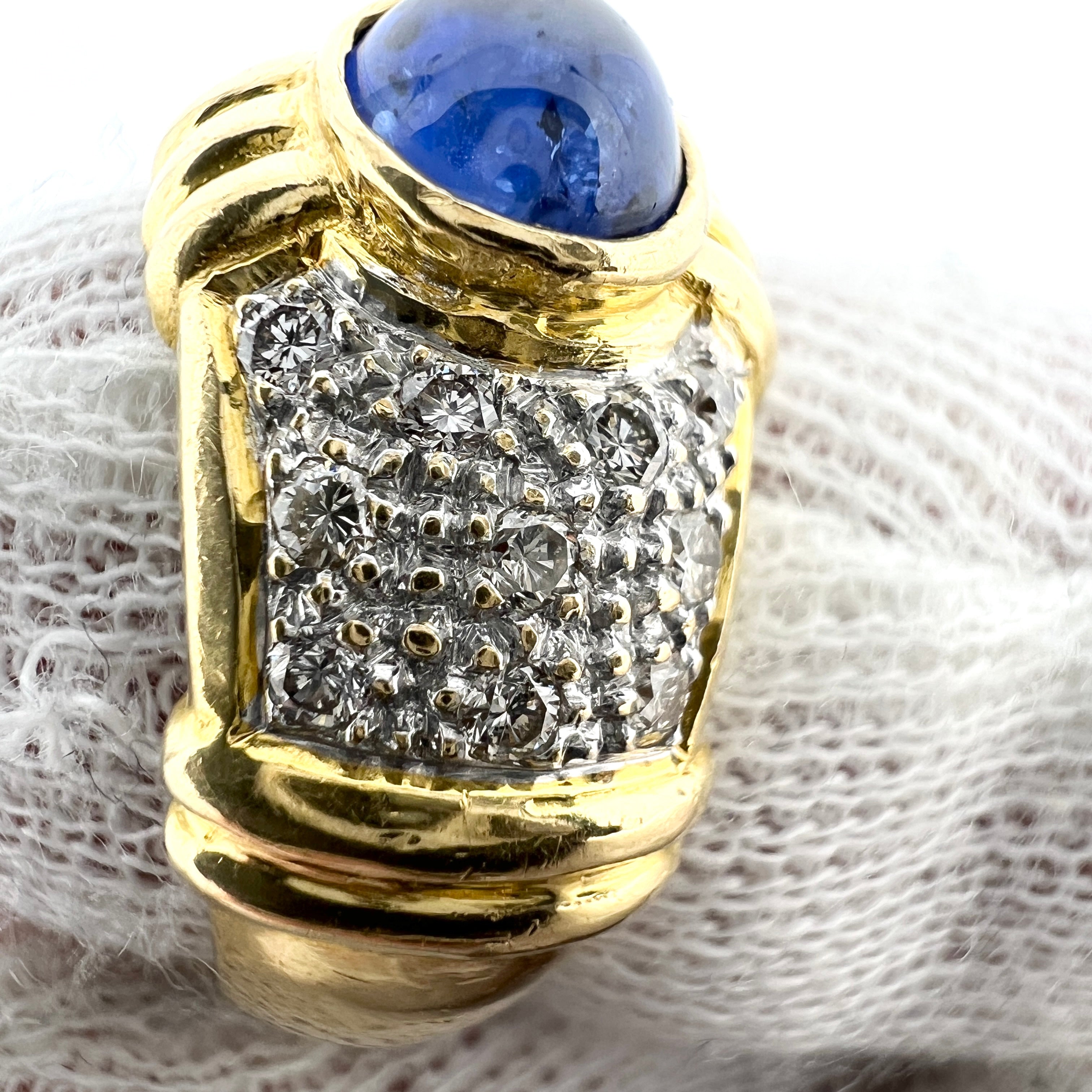 ヴィンテージ 18K ゴールド ダイヤモンドとサファイアのリング。 – T