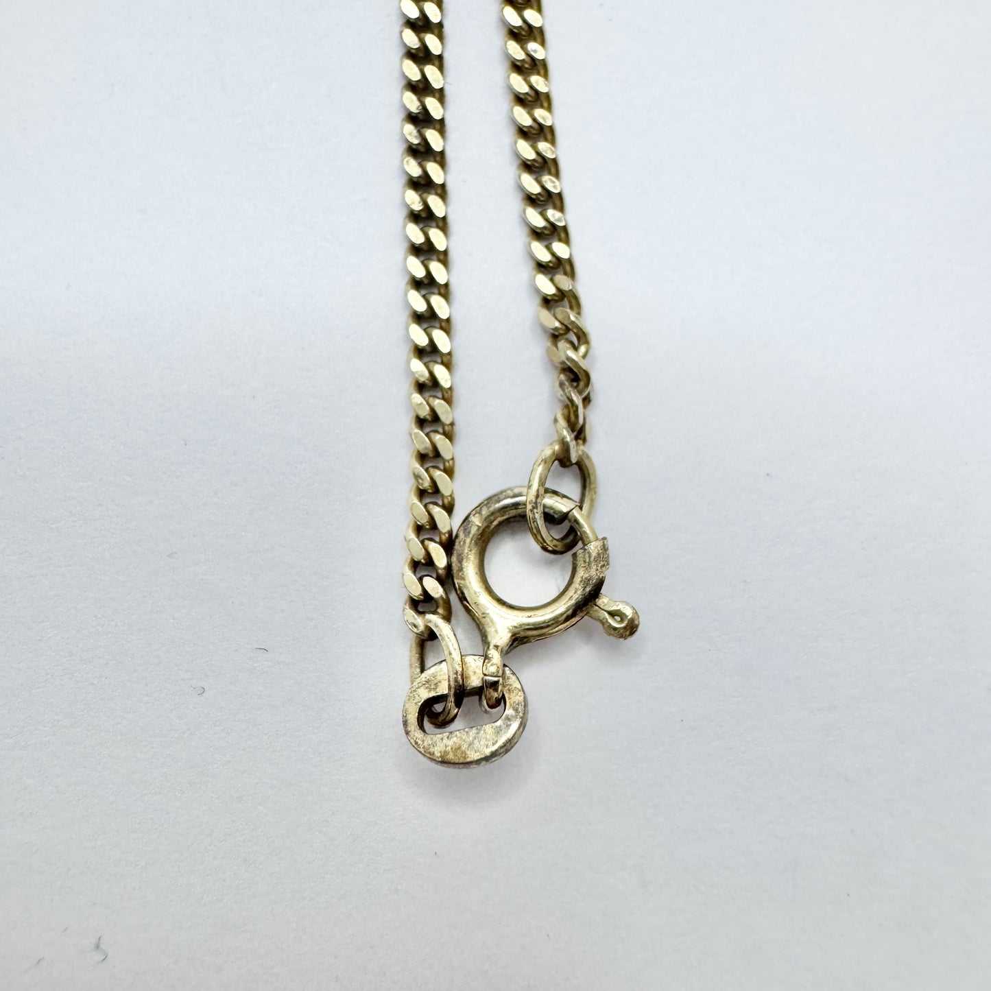 Vintage Solid Silver Garnet Heart Pendant Necklace.