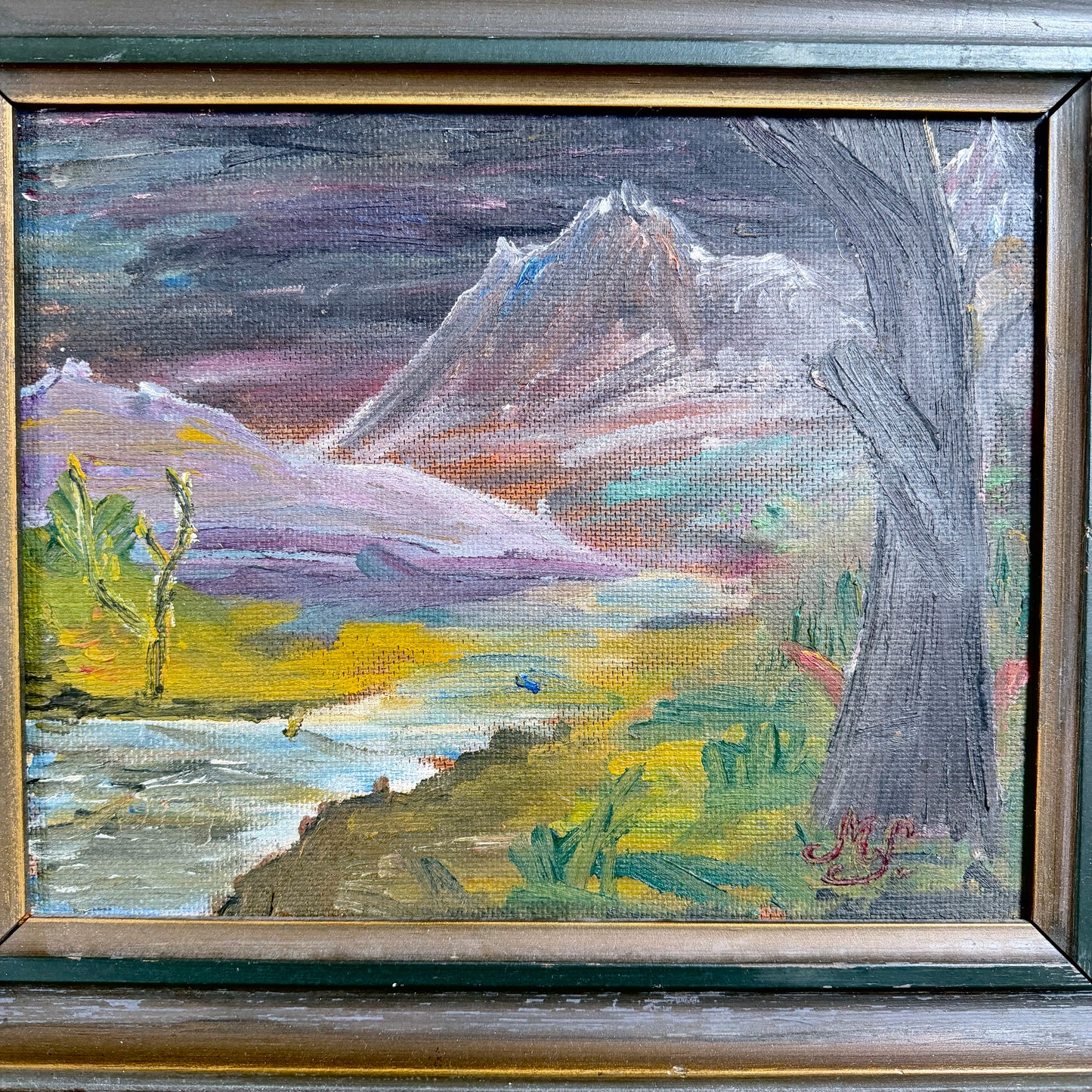 Vintage c 1930s Scandinavian Lapland Oil on Board Painting.