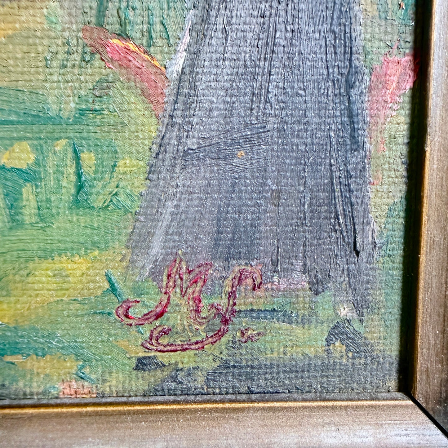 Vintage c 1930s Scandinavian Lapland Oil on Board Painting.