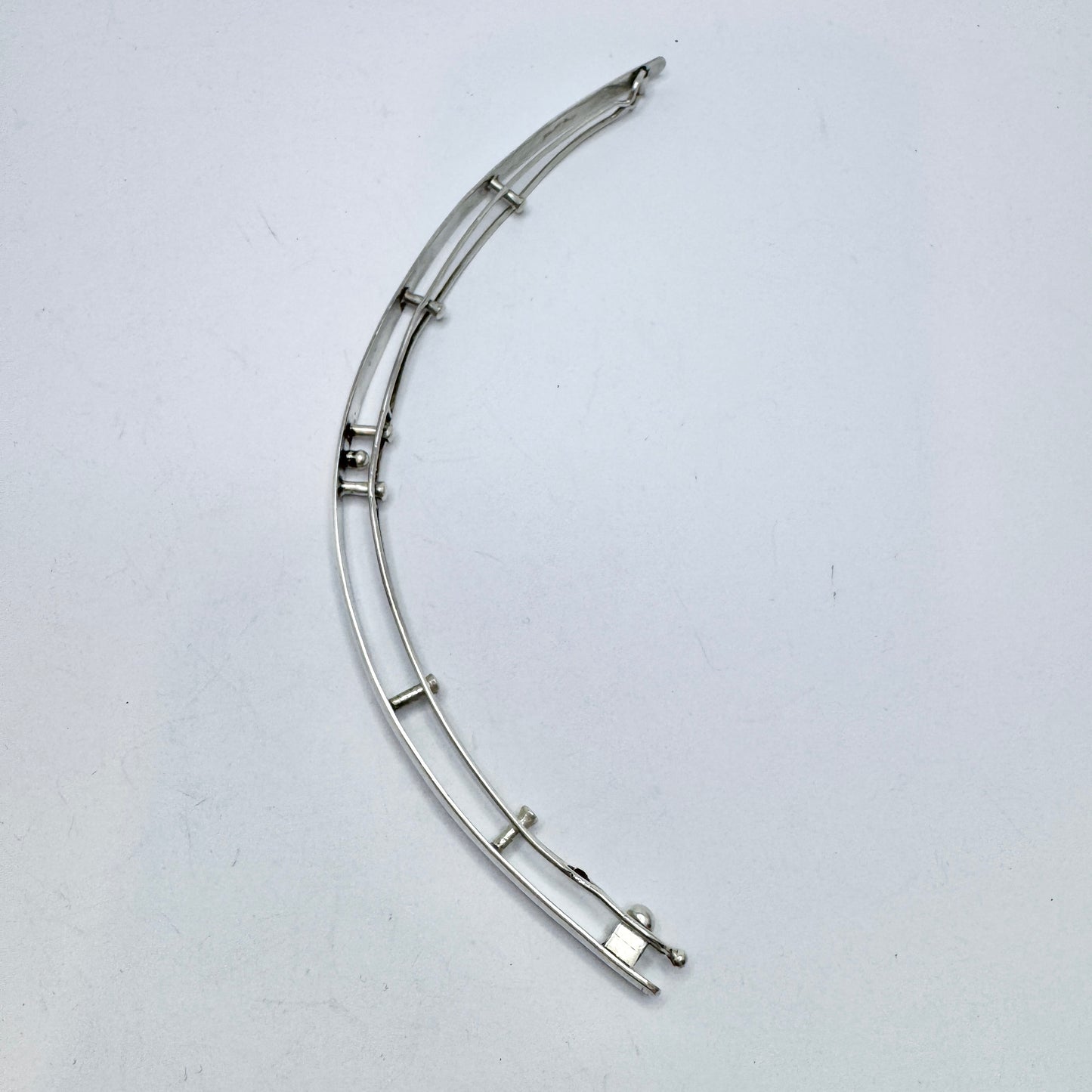 Kaplan, Sweden 1963. Vintage 6.3 inch Sterling Silver Barrette Hair Clip.