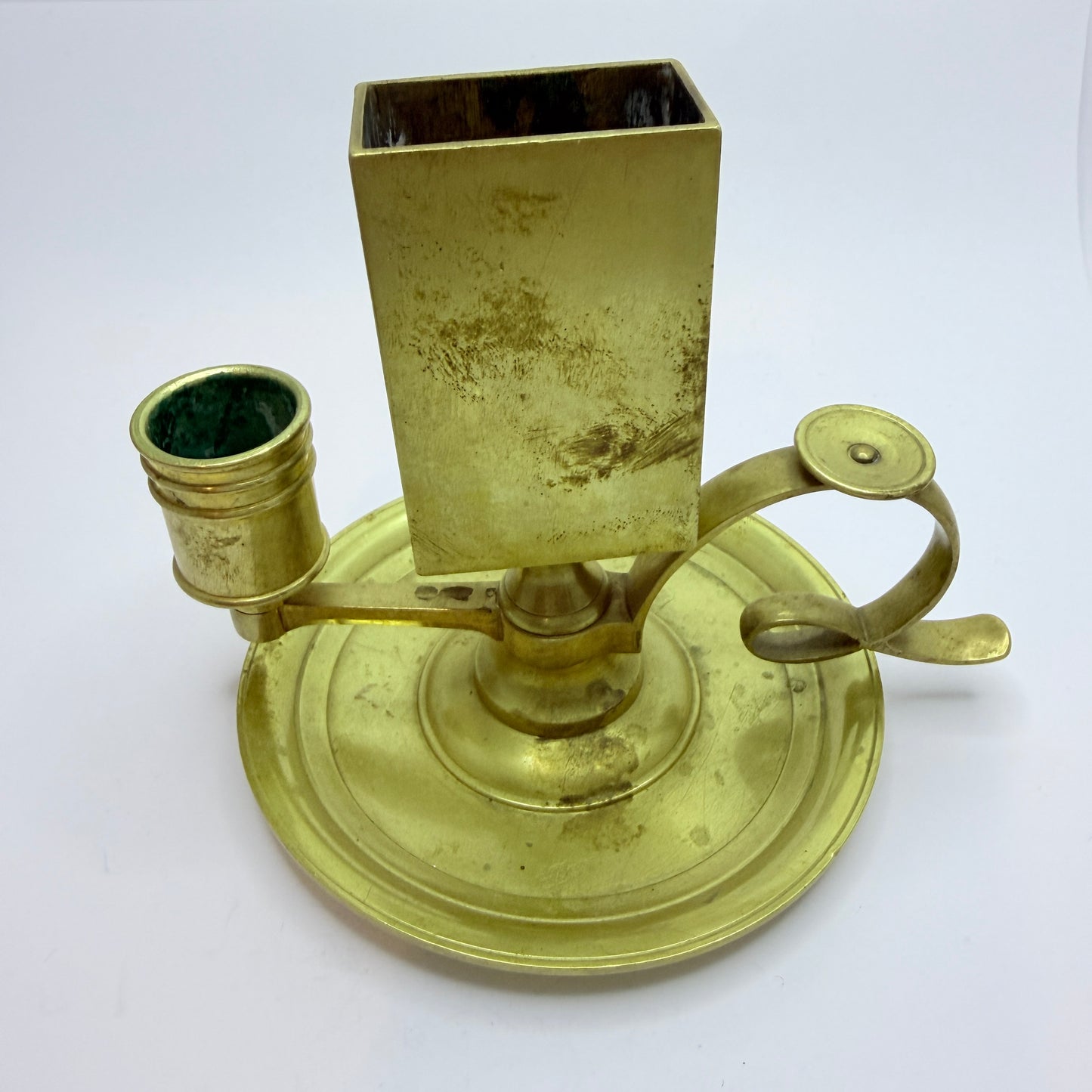 Skultuna Bruk, Sweden late 1800s. Antique Brass Chamberstick Candleholder.