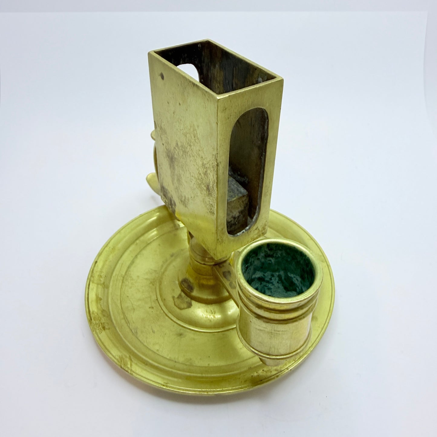 Skultuna Bruk, Sweden late 1800s. Antique Brass Chamberstick Candleholder.