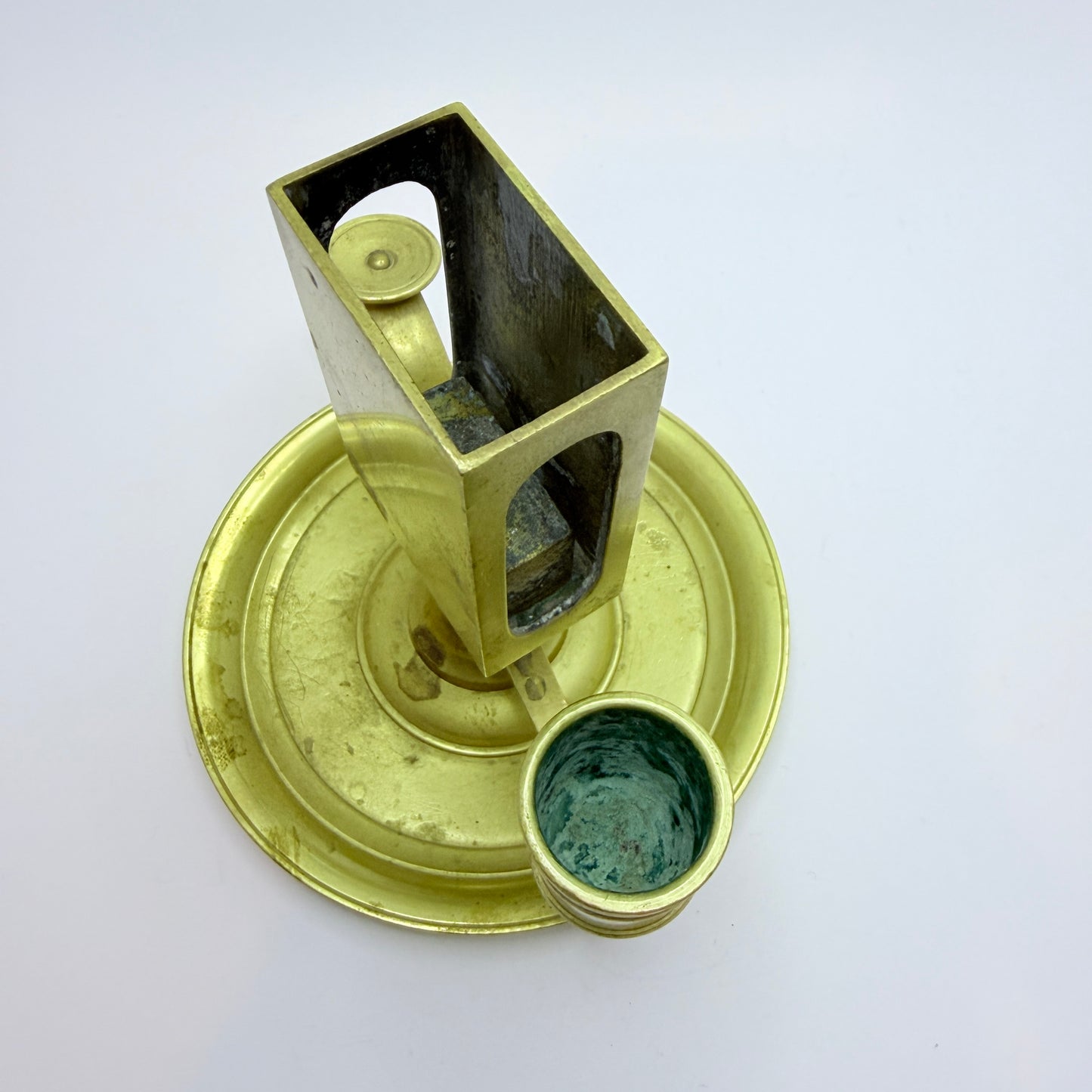 Skultuna Bruk, Sweden late 1800s. Antique Brass Chamberstick Candleholder.
