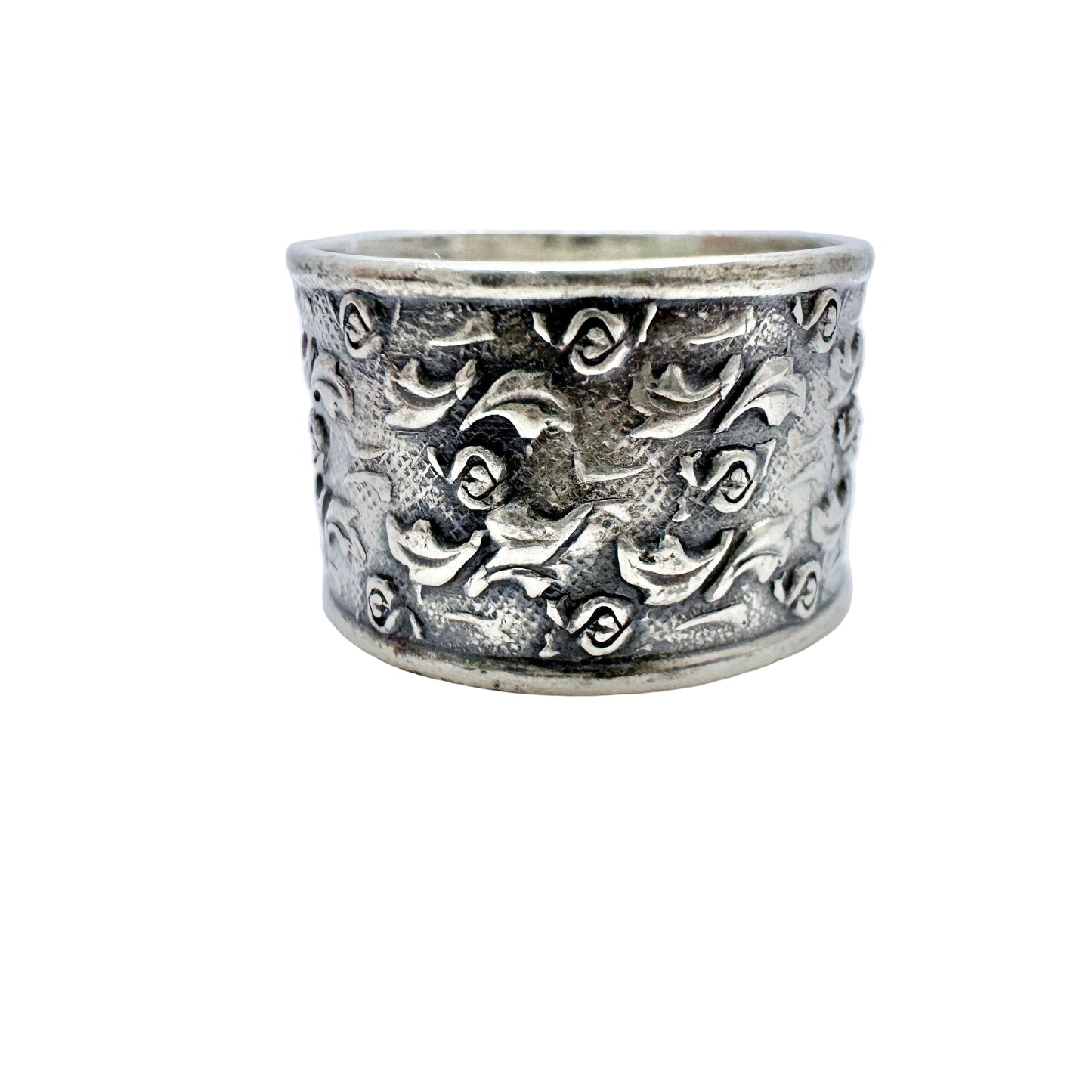 Victor Janson, Sweden year 1960. Vintage Sterling Silver Flower Band Ring.
