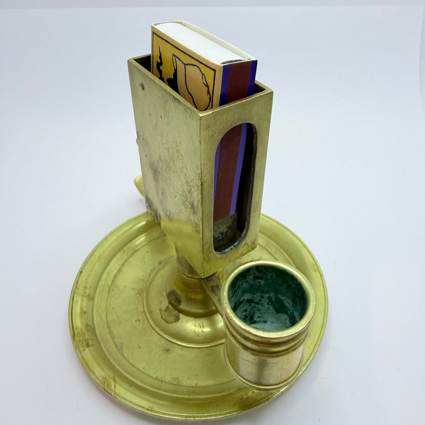 Skultuna Bruk, Sweden late 1800s. Antique Brass Chamberstick Candleholder.
