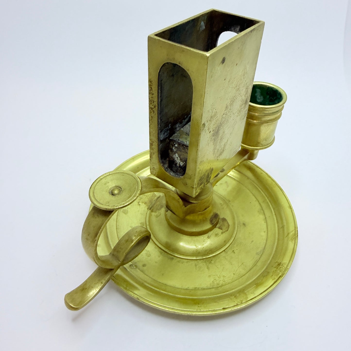 Skultuna Bruk, Sweden late 1800s. Antique Brass Chamberstick Candleholder.