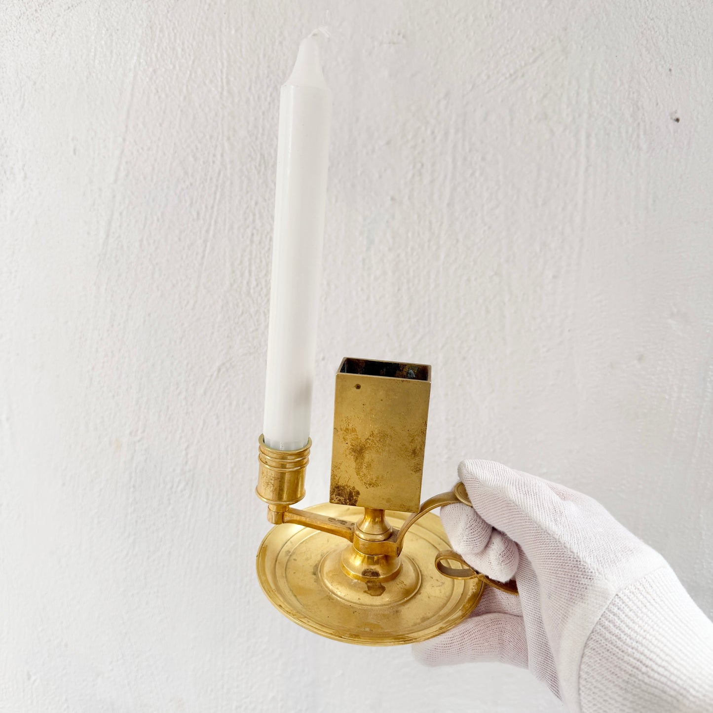 Skultuna Bruk, Sweden late 1800s. Antique Brass Chamberstick Candleholder.