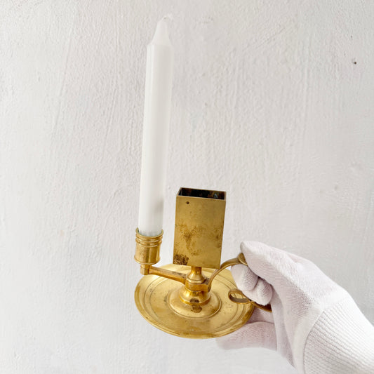 Skultuna Bruk, Sweden late 1800s. Antique Brass Chamberstick Candleholder.