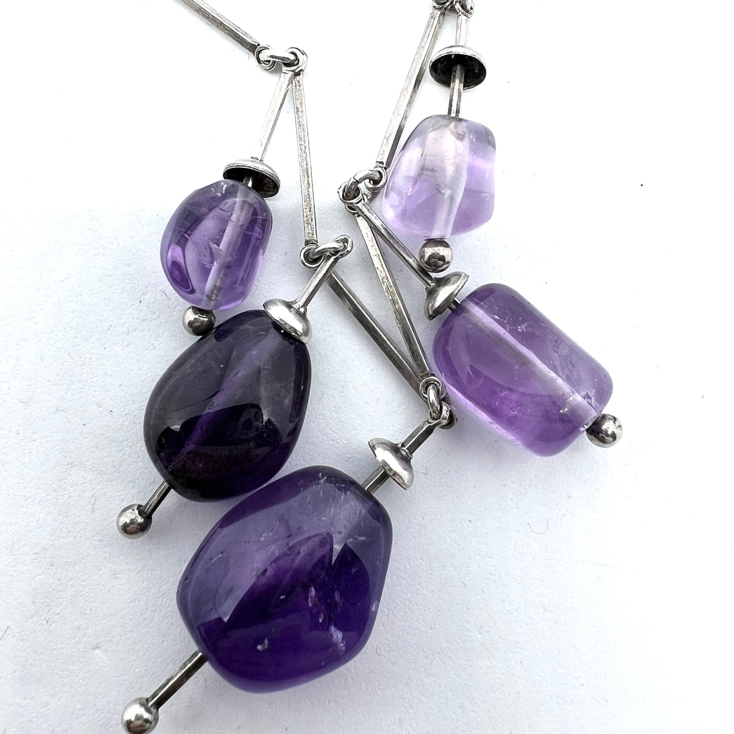 Ceson, Sweden 1950-60s Vintage Sterling Silver Amethyst Necklace.