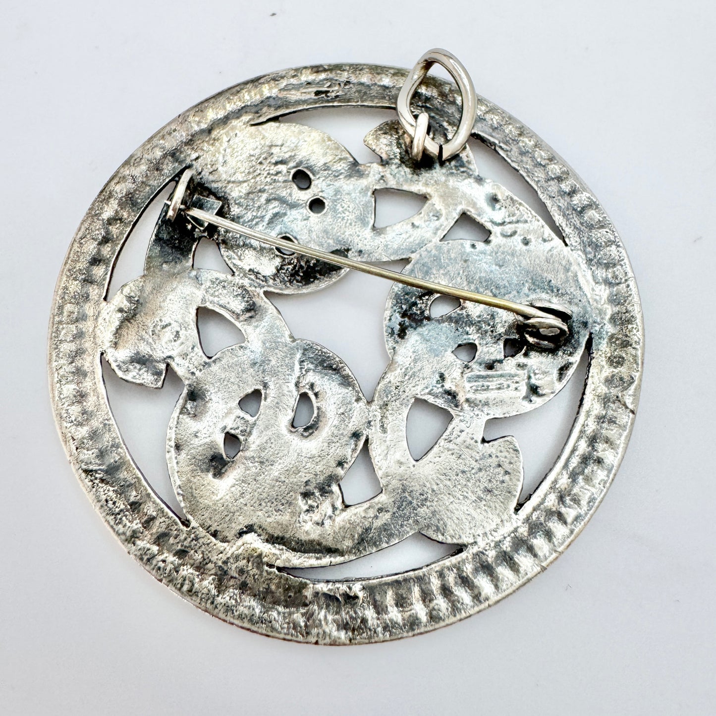 Norway c 1910. Antique Solid Silver Dragestil Brooch Pendant.