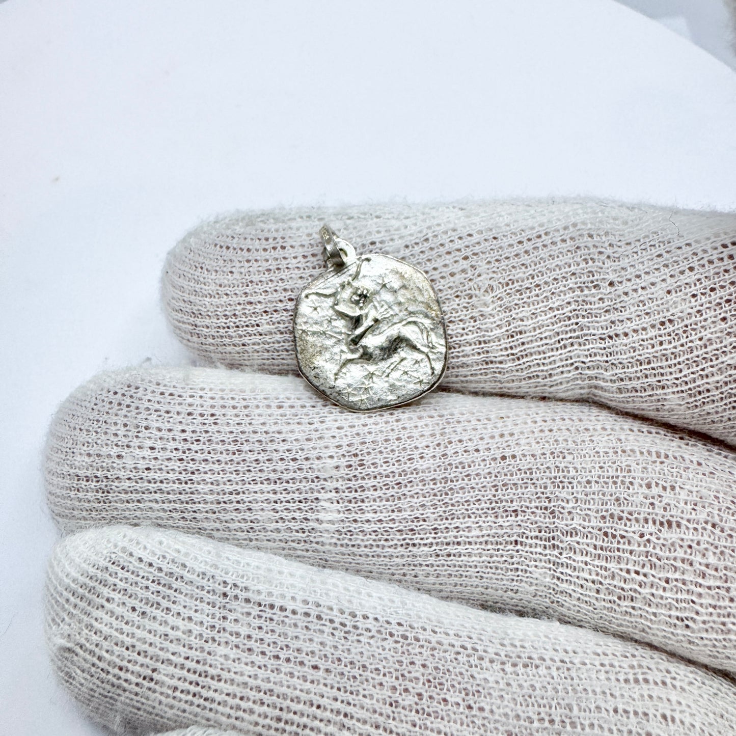 Ole Nicolai Olberg, Norway.  Vintage Sterling Silver Zodiac Sagittarius Charm Pendant.