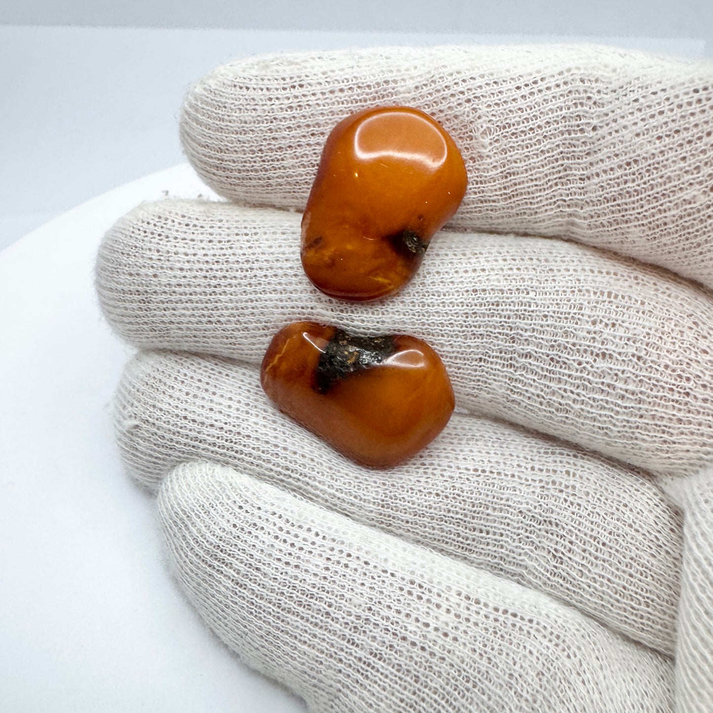 Denmark ca 1970. Vintage Sterling Silver Amber Cufflinks.
