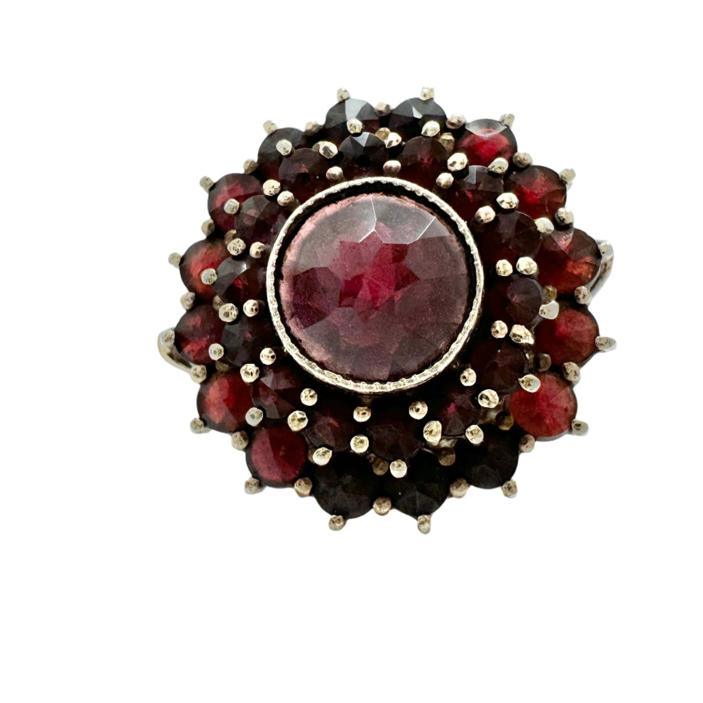 Swedish Import 1940-50s. Vintage Solid Silver Bohemian Garnet Ring