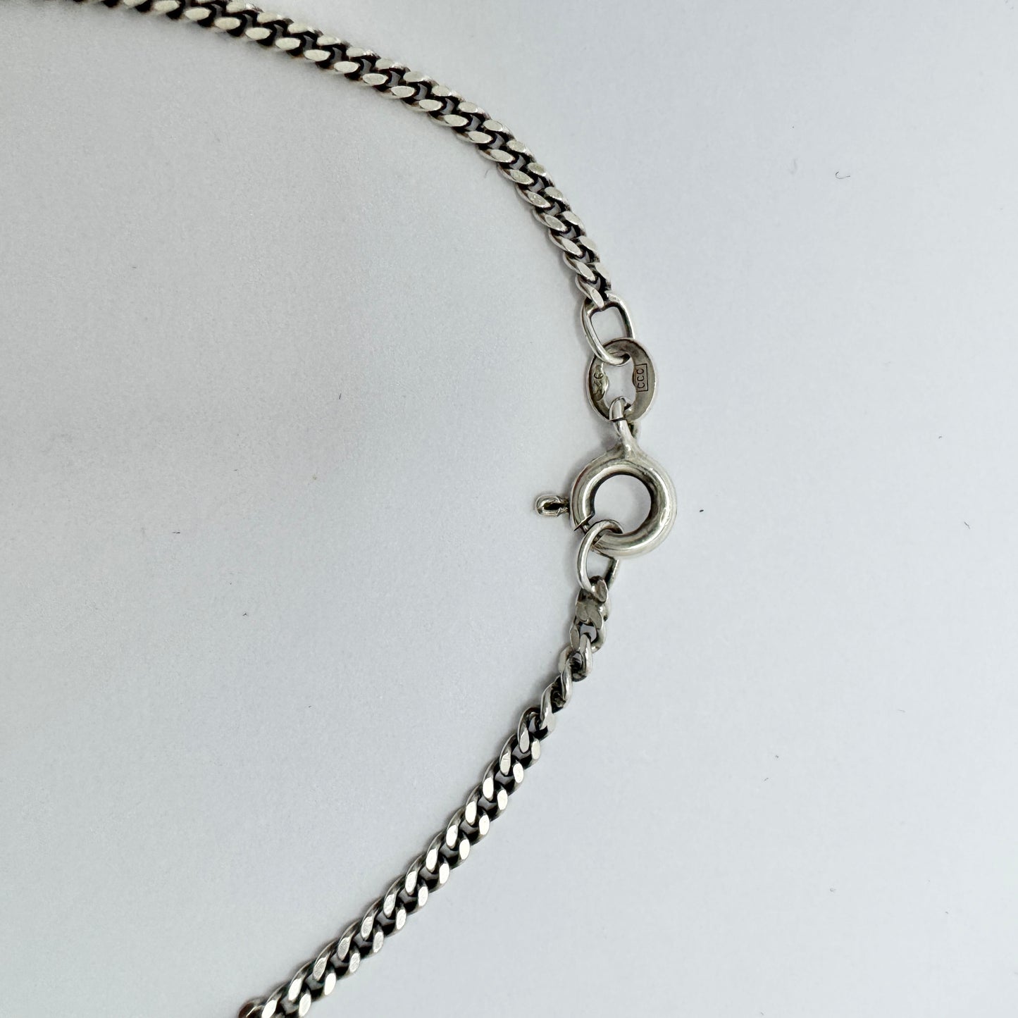 Lundqvist Brothers, Sweden. Vintage Solid Silver Bergslagen-stone Pendant Necklace.
