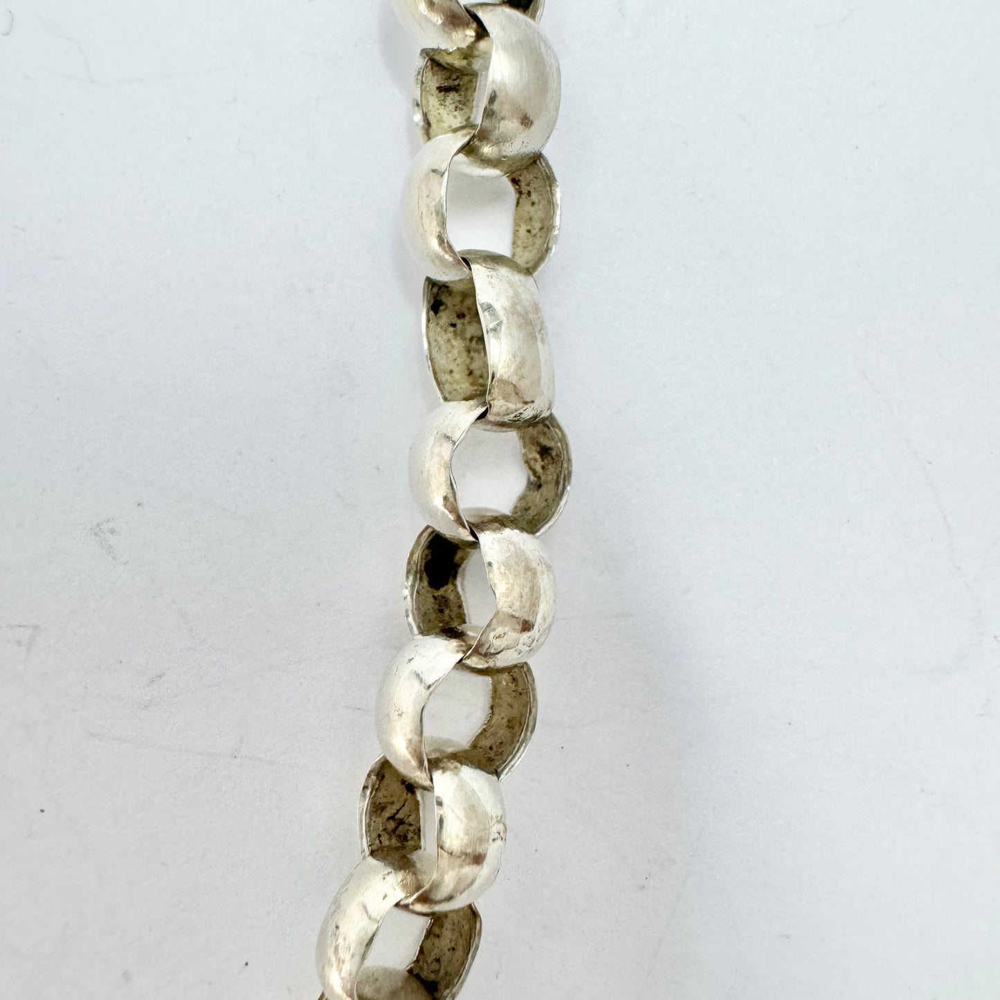 Sweden. Antique Victorian Solid Silver Watch Chain in Necklace Length.