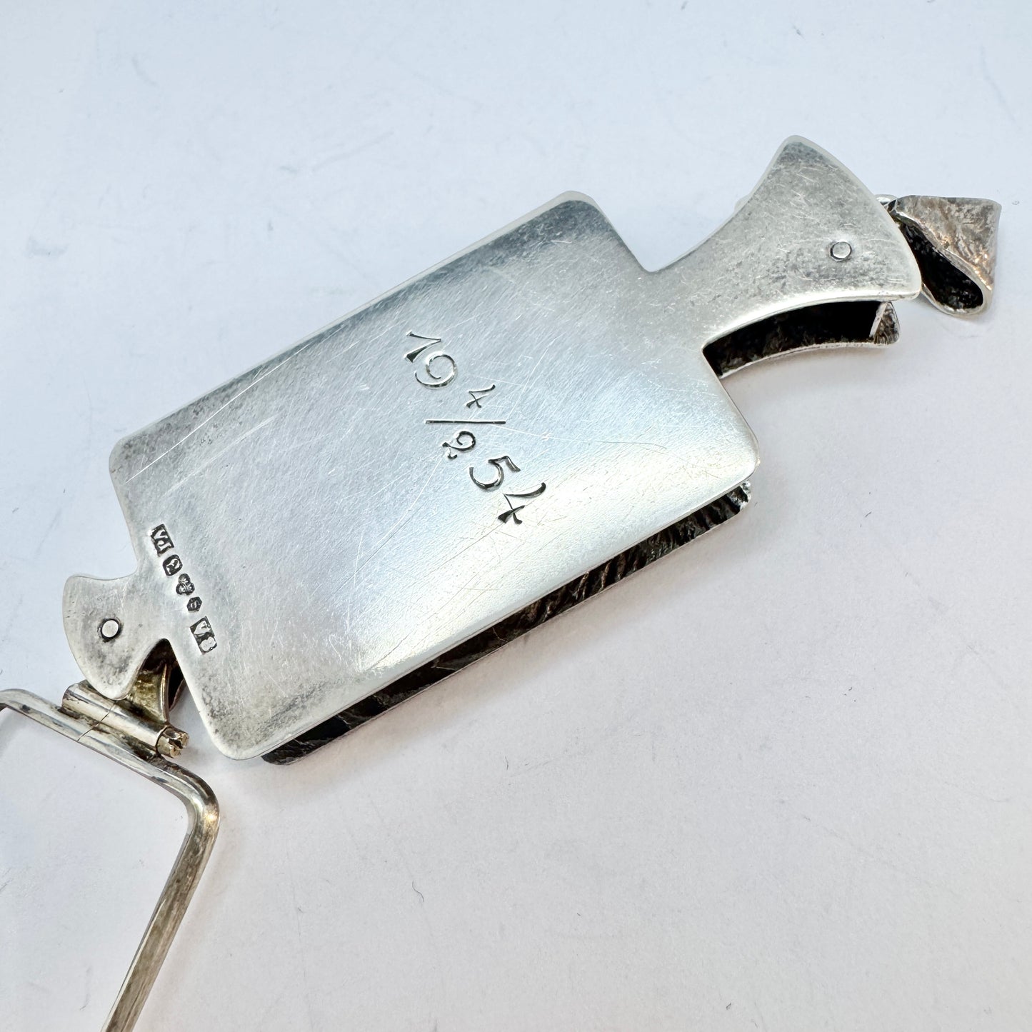 Victor Janson, Sweden 1947. Vintage Silver Lorgnette Pendant.