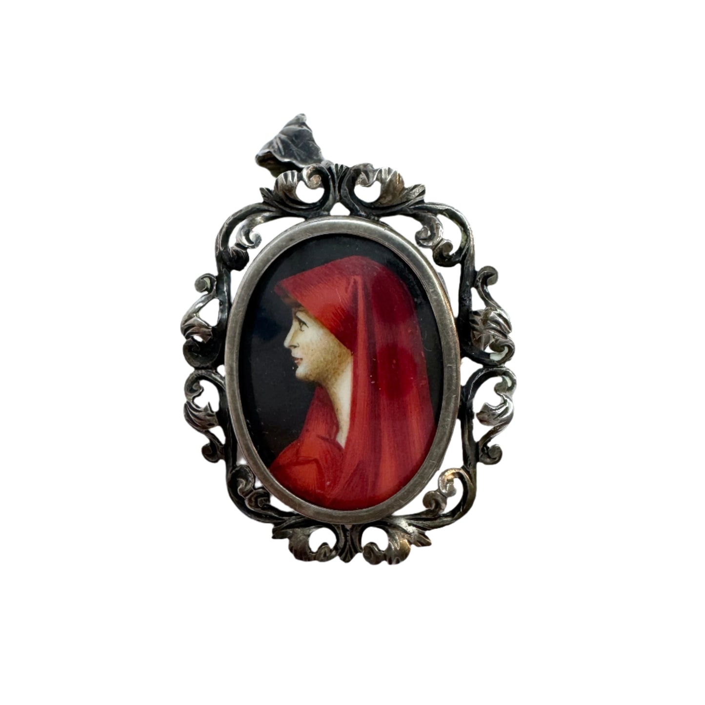 Italy. Vintage Solid Silver Locket Brooch Pendant.