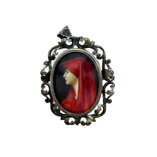 Italy. Vintage Solid Silver Locket Brooch Pendant.