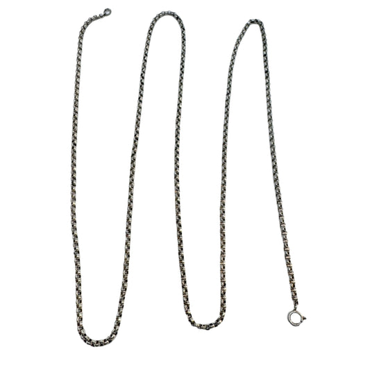 Denmark c 1920-30s. Vintage Solid Silver 35inch Belcher Chain Necklace.