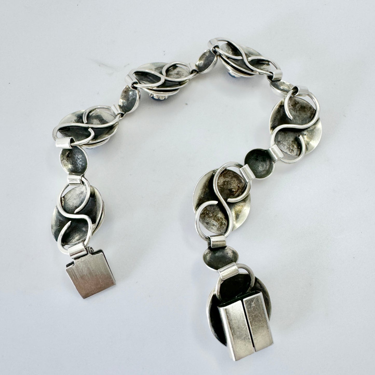 Pinco, Sweden year 1960. Vintage Solid Silver Chalcedony Bracelet.