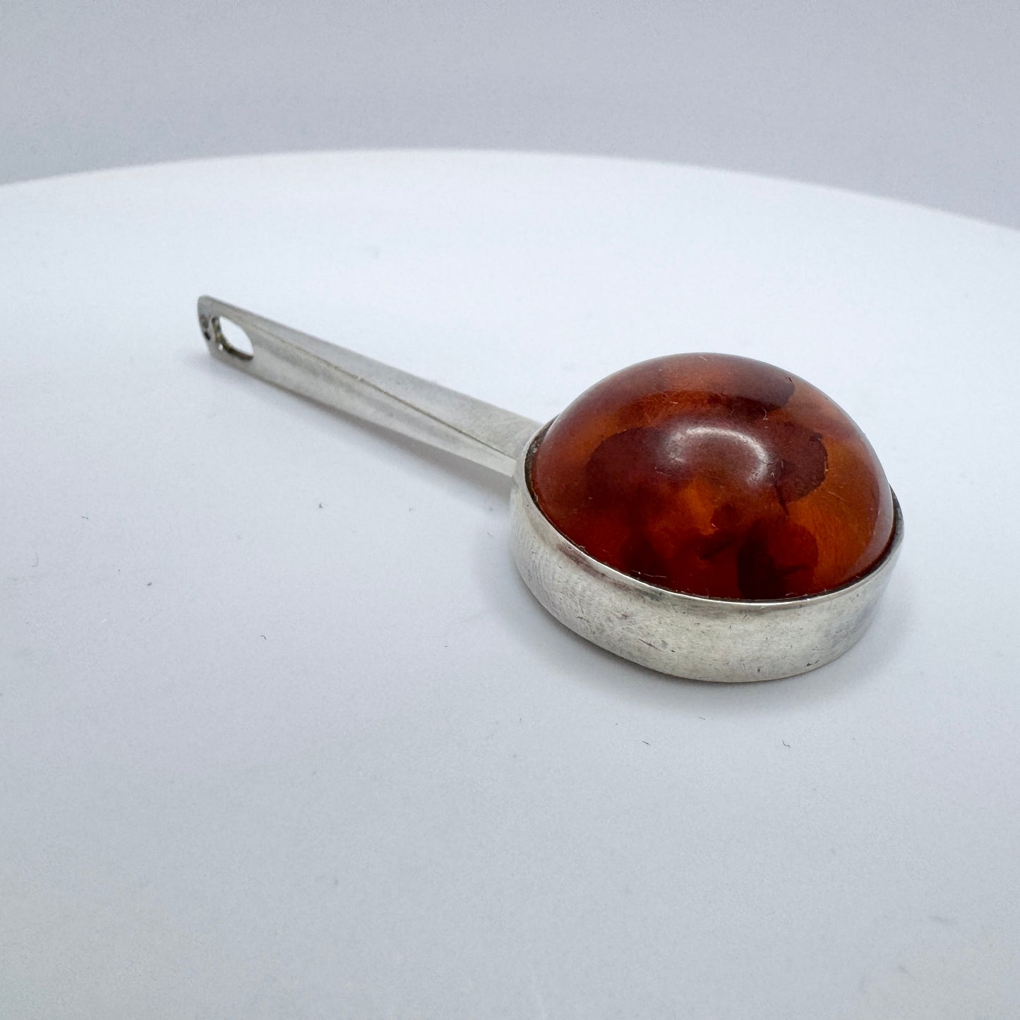 Einer Fehrn, Denmark ca 1960s. Sterling Silver Amber Pendant