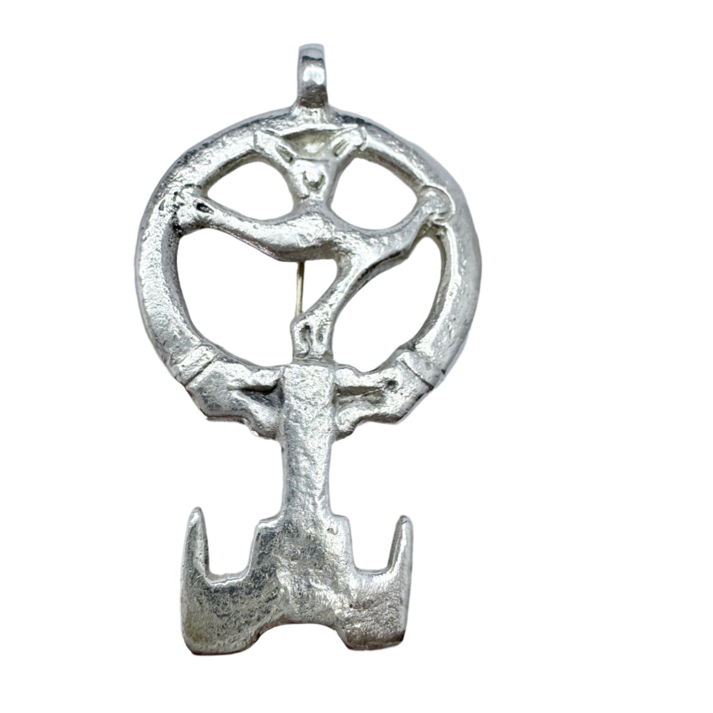 WA Bolin, Sweden 1955. Vintage Sterling Silver Viking Copy Key to Valhalla Brooch Pendant