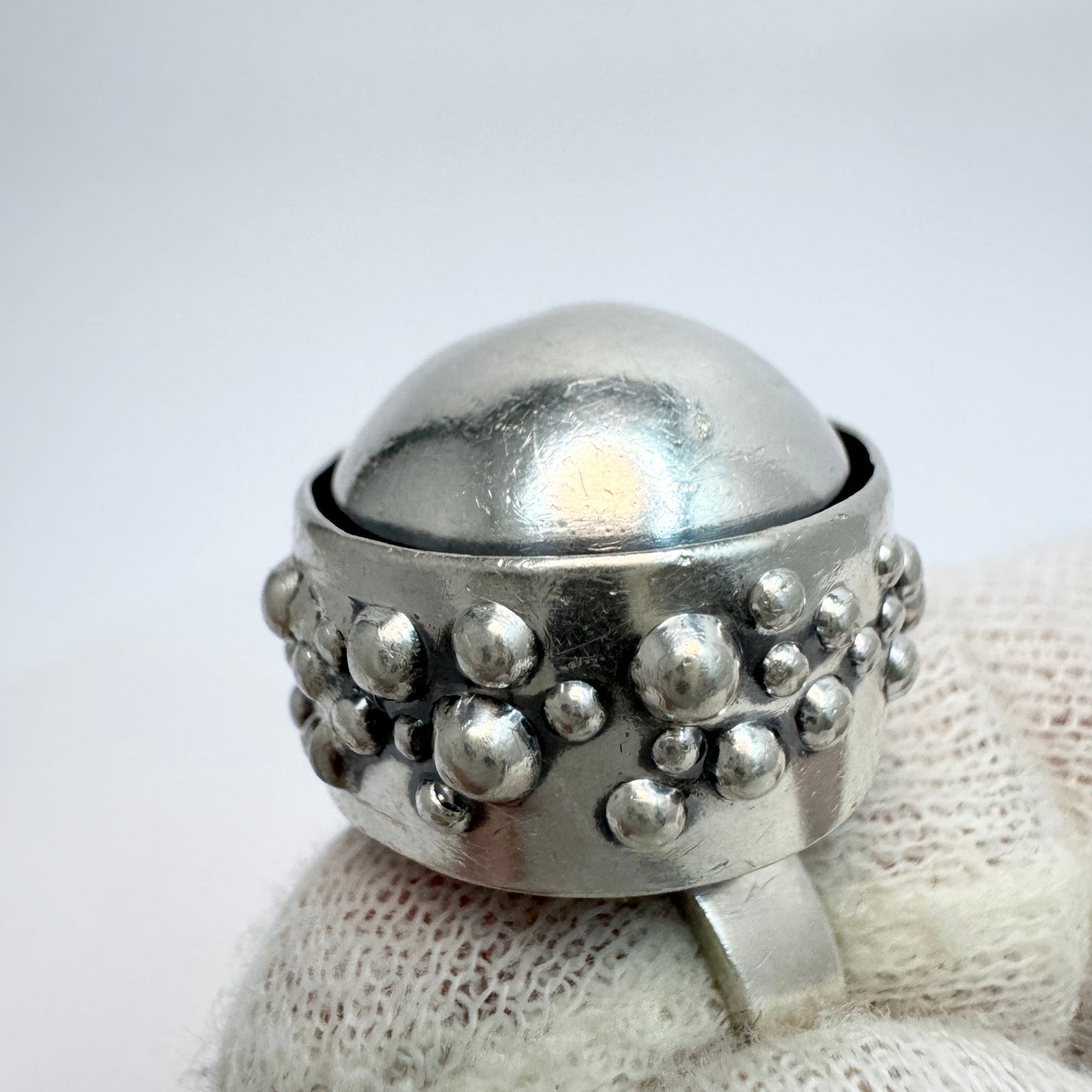 Erik Granit, Finland 1969. Bold Vintage Space Age Solid Silver Ring.