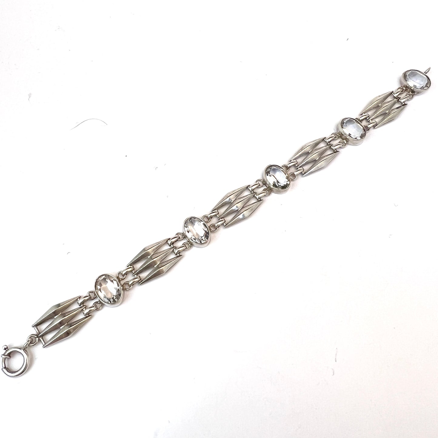 Maker K&P Germany 1930-40s. Solid 835 Silver Quartz Bracelet.