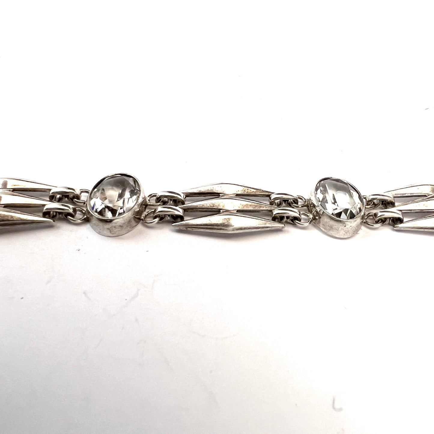 Maker K&P Germany 1930-40s. Solid 835 Silver Quartz Bracelet.