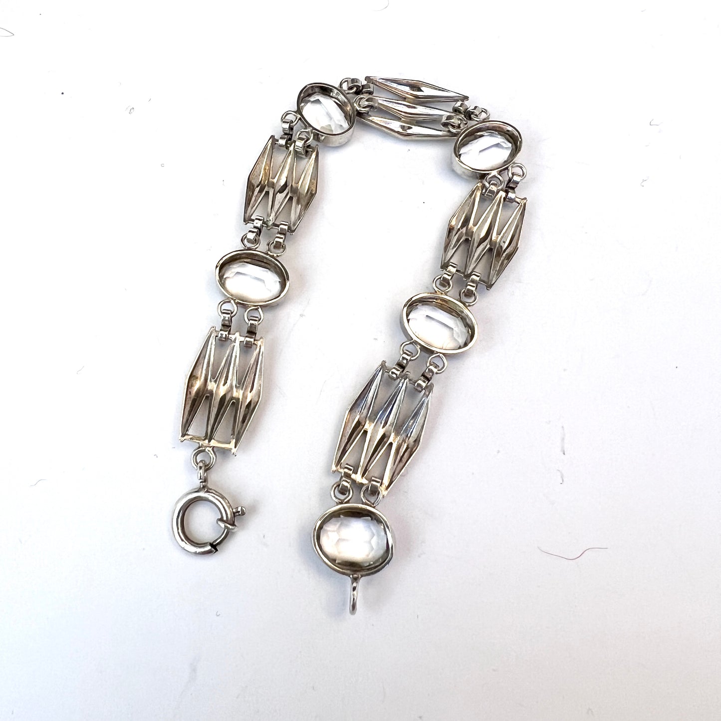 Maker K&P Germany 1930-40s. Solid 835 Silver Quartz Bracelet.