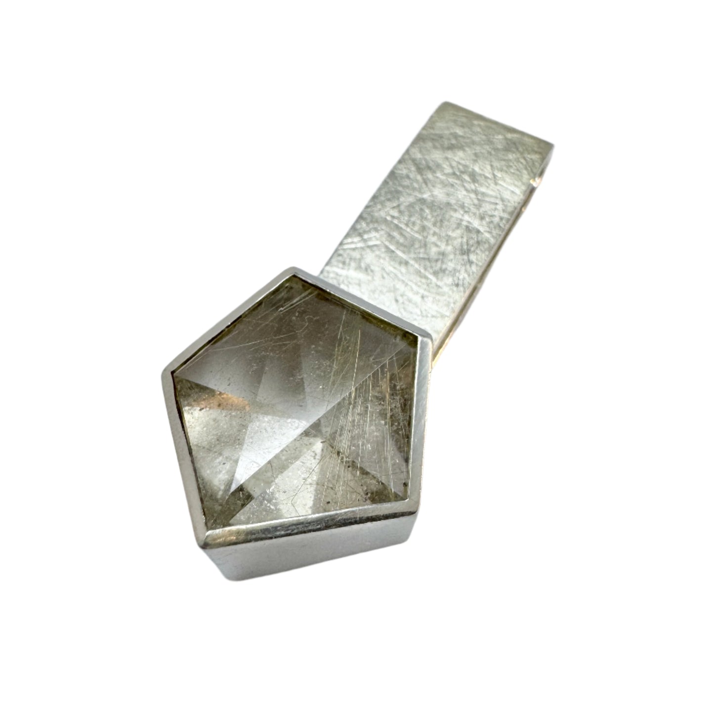 Peter Schutz, Sweden. Vintage Sterling Silver Rutilated Quartz Pendant.